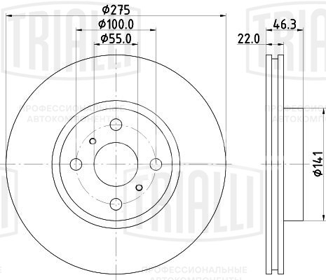 Диск тормозной для автомобилей Toyota Yaris (05-) c ABS передний d=275