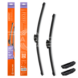 Щетки стеклоочистителя 500/480мм (20&quot;/19&quot;) бескаркасные для а/м Renault Logan II (15-), Opel Astra (97-05), Suzuki Swift (17-), 2 шт. 2 типа адптр