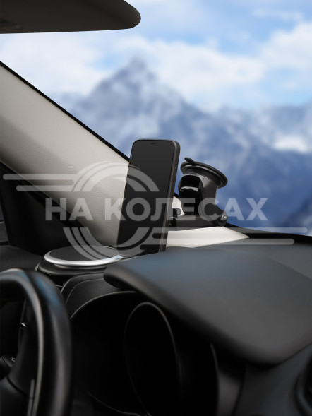 Держатель для телефона автомобильный на торпедо/лоб. стекло магнитный квадратный с телескоп. кроншт.