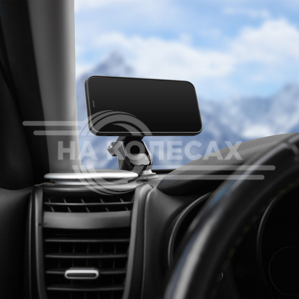 Держатель для телефона автомобильный на торпедо/лоб. стекло магнитный квадратный с телескоп. кроншт.
