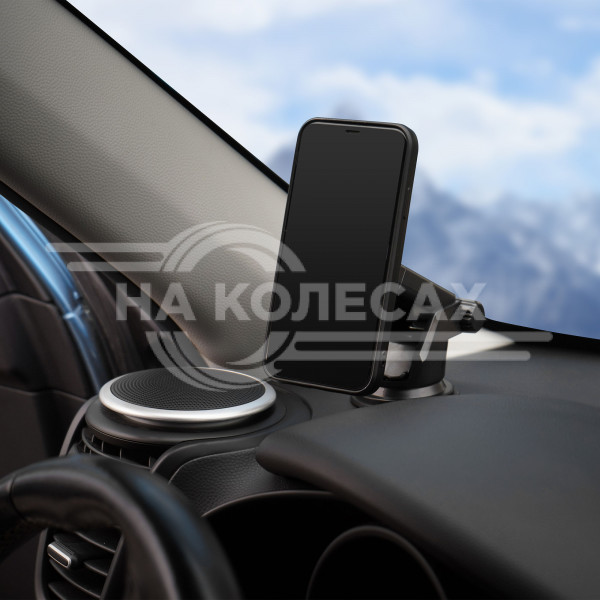 Держатель для телефона автомобильный на торпедо/лоб. стекло магнитный квадратный с телескоп. кроншт.