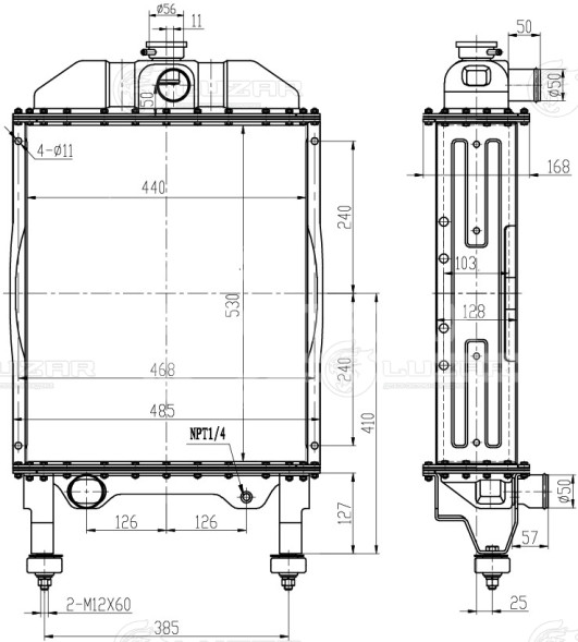 Радиатор охлаждения алюм. для трактора МТЗ-1221 (5-ти ряд.)