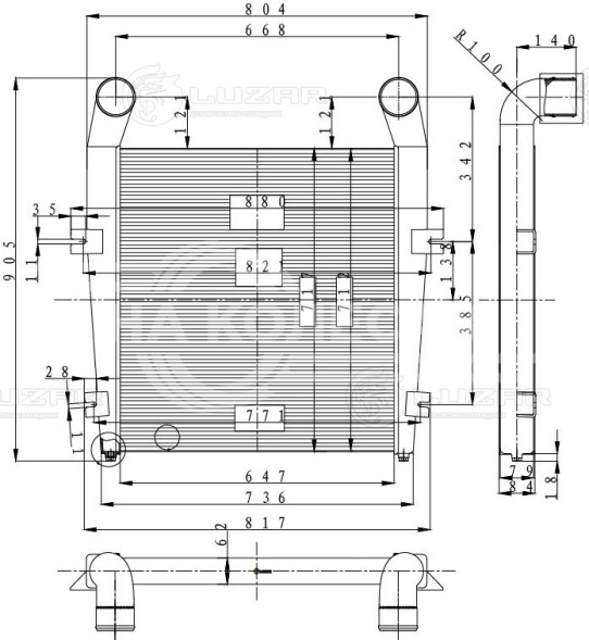 ОНВ (радиатор интеркулера) для автомобилей МАЗ 5440B9 с дв. ЯМЗ-651 E-4