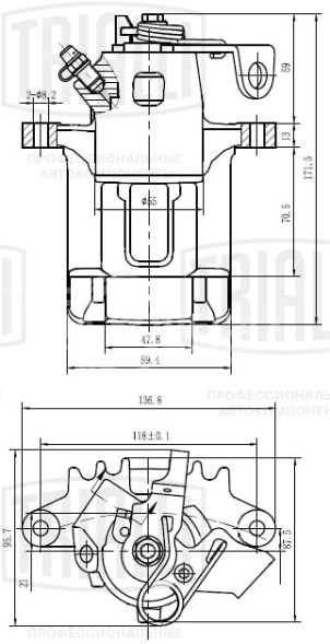 Суппорт тормозной для автомобиль Skoda Octavia (96-) задний правый d=41мм