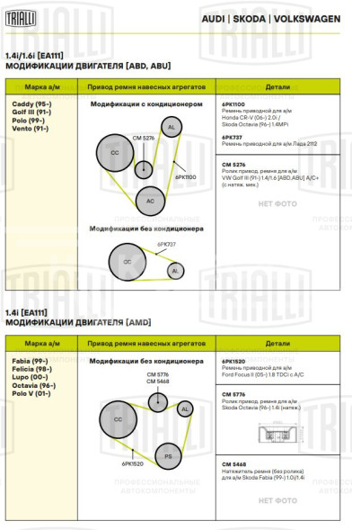 Ролик приводного ремня для автомобилей Skoda Octavia (96-) 1.4i (натяжной)