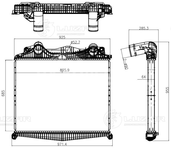 ОНВ (радиатор интеркулера) для автомобилей MAN TGA (02-)/TGS (07-)/TGX (07-) (выс. сердц. 685мм)