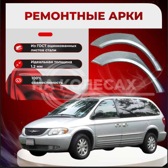 Ремонтные задние арки Chrysler Town &amp; Country 3 (широкие)