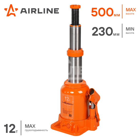 Домкрат телескопич. 12т 230-500мм, сумка