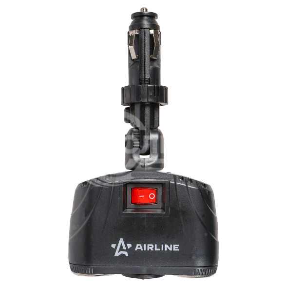 Разветвитель прикуривателя трансформер 2 гнезда 8А + 2USB, штекер-фиксатор