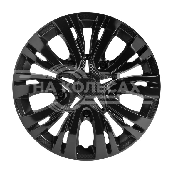 Колпаки колесные 14&quot; &quot;Лион&quot;, черный глянец, карбон, компл. 2 шт.