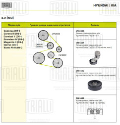Ролик привод. ремня для автомобилей Hyundai Santa Fe (06-) 2.7i (с натяж. мех.) (CM 5347)