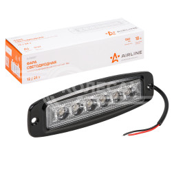 Фара светодиодная прямоугольная врезная 6LED, рассеянный свет, 18Вт, 185х60х35мм, 12/24В