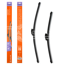 Щетки стеклоочистителя 530/450мм (21&quot;/18&quot;) бескаркасные для а/м Kia Rio (00-05), Volkswagen Polo (95-01), Toyota Avensis (97-03), 2 шт. 1 тип адптр