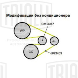 Ролик приводного ремня для автомобилей Skoda Fabia (07-)/Yeti (09-) 1.2HTP [EA111] (с натяжным механизмом)