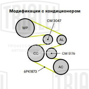 Ролик приводного ремня для автомобилей Skoda Fabia (07-)/Yeti (09-) 1.2HTP [EA111] (с натяжным механизмом)