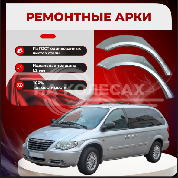 Ремонтные задние арки Chrysler Town &amp; Country 4 (широкие)