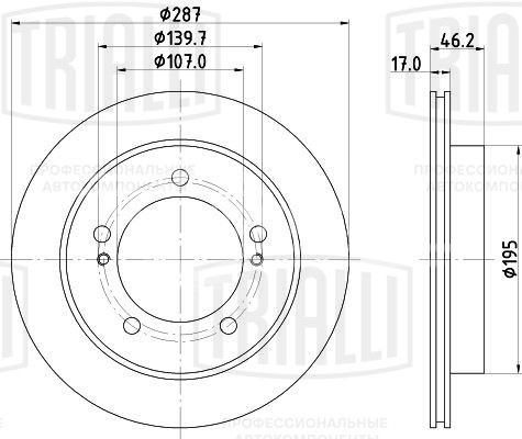 Диск тормозной для автомобилей Suzuki Jimny (98-) передний d=290 (c № шасси 00203805)