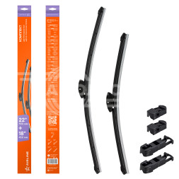 Щетки стеклоочистителя 550/450мм (22&quot;/18&quot;) бескаркасные для а/м Opel Astra (04-14), Pajero Sport (08-), BMW 1 (11-), 2 шт. 3 типа адптр