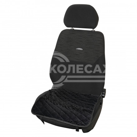 Накидка (подушка) из искусственного меха на сиденье, черная с коротким мехом, 1 шт.