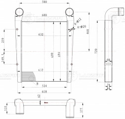 ОНВ (радиатор интеркулера) для автомобилей Урал 4320/43206/Next с двигателем ЯМЗ-536