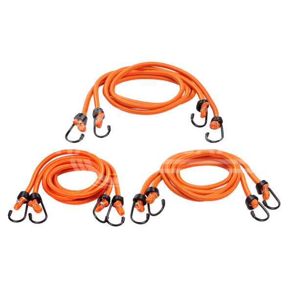 Резинки-стяжки набор 6 шт.: 2 шт.-80см, 2шт.-100см, 2шт-120см, D-8 мм, (метал. крючки)