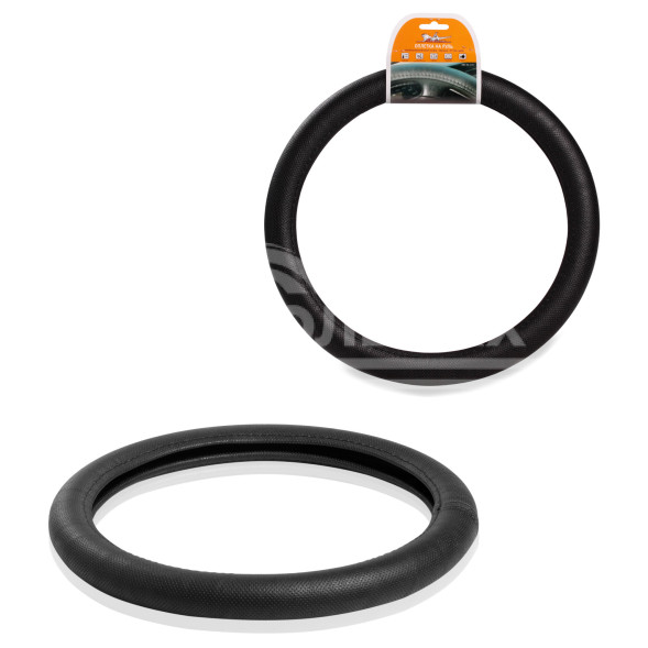 Оплетка на руль, перфорированная кожа, черная, 37-39 см/М