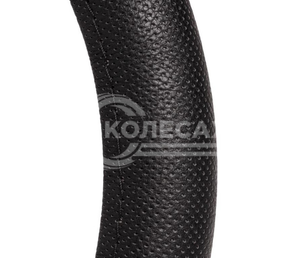 Оплетка на руль, перфорированная кожа, черная, 37-39 см/М