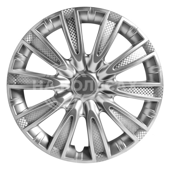 Колпаки колесные 14&quot; &quot;Торнадо&quot;, серебристый, карбон, компл. 2 шт.