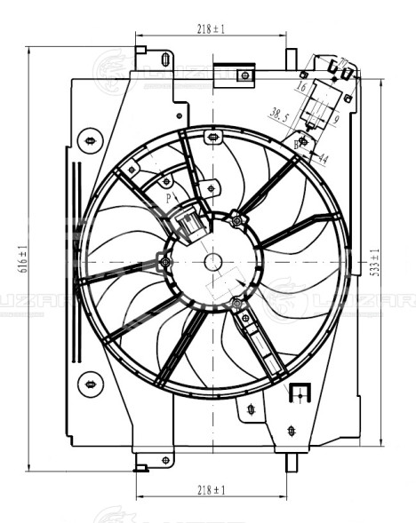 Электровентилятор охлаждения для автомобилей Лада Vesta (15-)/Renault Logan II (12-) (с кожухом) A/C+