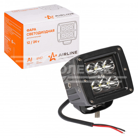 Фара светодиодная квадратная 6LED, направленный свет, 18Вт, 82х75х75мм, 12/24В