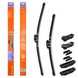 Щетки стеклоочистителя 550/480мм (22&quot;/19&quot;) бескаркасные для а/м Renault Sandero (15-), Logan MCV (15-), Chevrolet Lacetti (05-13), 2 шт. 4 типа адптр