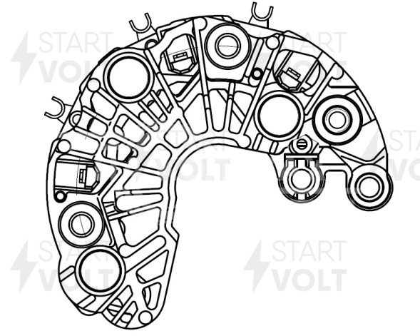 Мост диодный генератора для автомобилей Лада Vesta (15-)/X-Ray (16-) (тип VALEO) 1.6i/1.8i (VDB 0192)