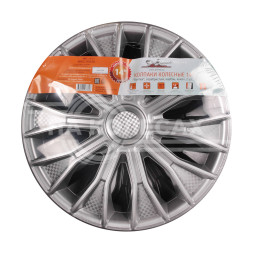 Колпаки колесные 14&quot; &quot;Волтек&quot;, серебристый, карбон, компл. 2 шт.