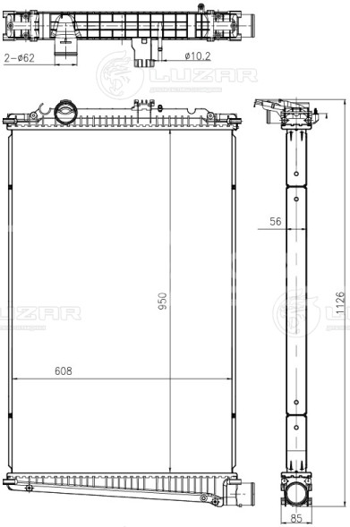 Радиатор охлаждения для автомобилей DAF CF 85 (00-) (без рамки)