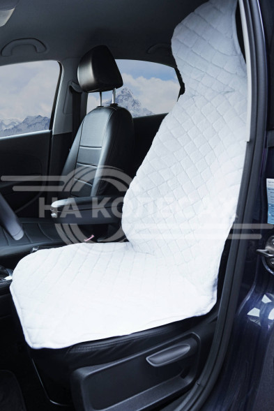 Накидка из искусственного меха, белая с коротким ворсом, на переднее сиденье, 1 шт.
