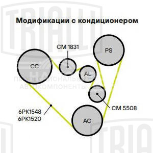 Ролик приводного ремня для автомобилей Skoda Octavia (96-)/VW Golf IV (97-) 1.4i/1.6i AC+ (опорный)
