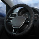 Оплетка на руль, гладкая кожа, ребристая, черная, 37-39 см/М