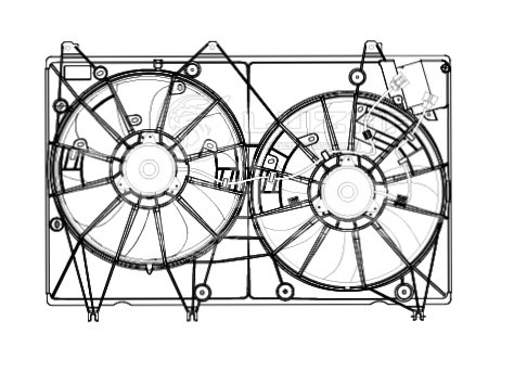Электровентилятор охлаждения для автомобилей Toyota Highlander (08-) 3.5i (с кожухом)