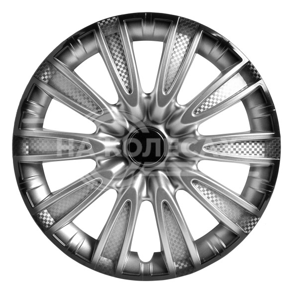 Колпаки колесные 14&quot; &quot;Торнадо +&quot;, серебристо-черный, карбон, компл. 2 шт.