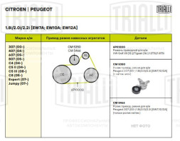 Ролик приводного ремня для автомобилей Peugeot 307 (00-) 1.8i/2.0i/2.2i [EW7A; EW10A; EW12A] (с натяжным механизмом)