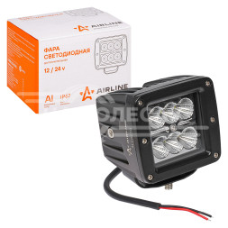 Фара светодиодная квадратная 6LED, рассеяный свет, 18Вт, 82х75х75мм, 12/24В