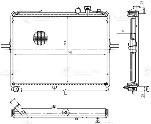 Радиатор охлаждения для автомобилей Kia K-Series (Bongo) (99-)/(04-) 2.9D