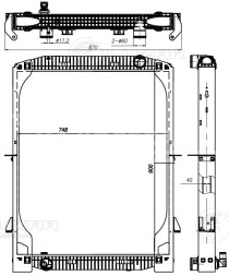 Радиатор охлаждения для автомобилей Iveco EuroTech (92-)/EuroStar (93-)/EuroTrakker (92-) (с рамкой)