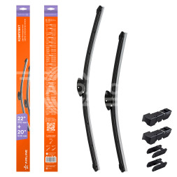 Щетки стеклоочистителя 550/500мм (22&quot;/20&quot;) бескаркасные для а/м BMW X3 (04-11), Hyundai Sonata (01-04), 2 шт. 3 типа адптр