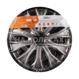 Колпаки колесные 14&quot; &quot;Волтек +&quot;, серебристо-черный, карбон, компл. 2 шт.