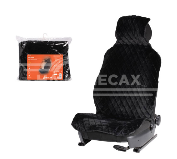 Накидка из искусственного меха, черная с коротким ворсом, на переднее сиденье, 1 шт.