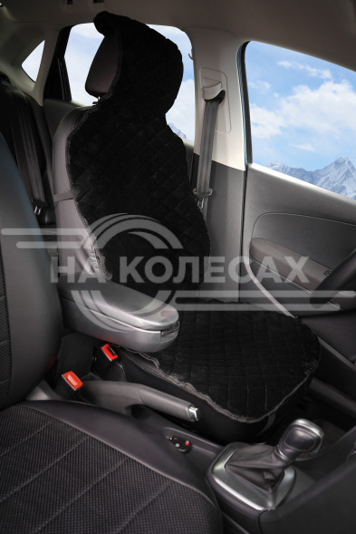 Накидка из искусственного меха, черная с коротким ворсом, на переднее сиденье, 1 шт.