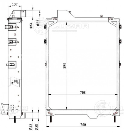 Радиатор охл. для тракторов John Deere 8245R,8270R,8295R/RT,8320R/RT,8330T,8345R/RT с дв. 6090HRW