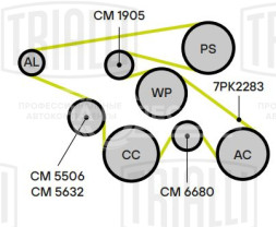 Ролик приводного ремня для автомобилей Toyota Camry (06-)/Land Cruiser Prado (02-)/Land Cruiser Prado (09-)/Highlander (08-) 2.7i/2.8d/3.5i/4.0i [TR; RZ; GD; GR] (опорный) h=33 (CM 1905)