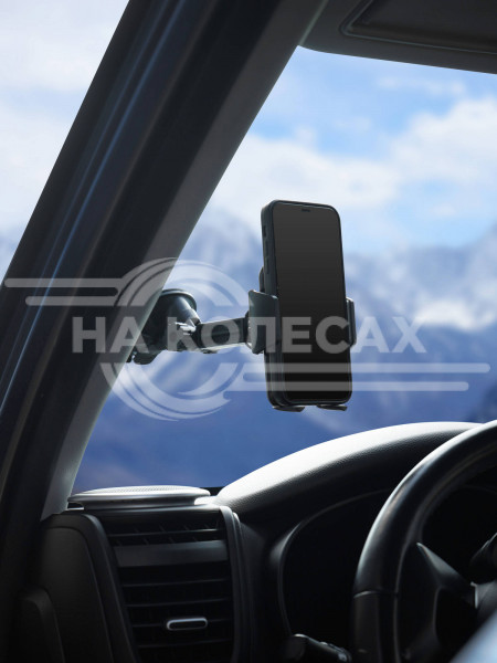 Держатель для телефона автомобильный присоска на лобовое стекло на короткой штанге